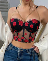 Floral Embroidered Bustier Top - Voldina