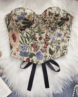 Floral Jacquard Corset - Voldina
