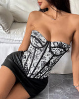 Floral Jacquard Corset Top - Voldina