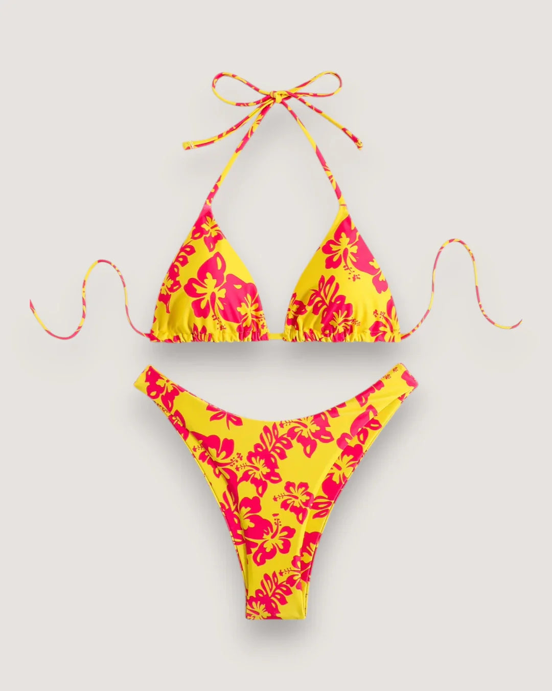 Floral Lace-Up Bikini Set - Voldina