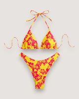 Floral Lace-Up Bikini Set - Voldina