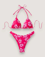 Floral Lace-Up Bikini Set - Voldina