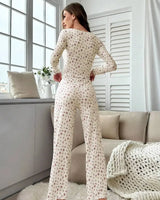 Floral Lettuce-Trim Pyjama Set - Voldina