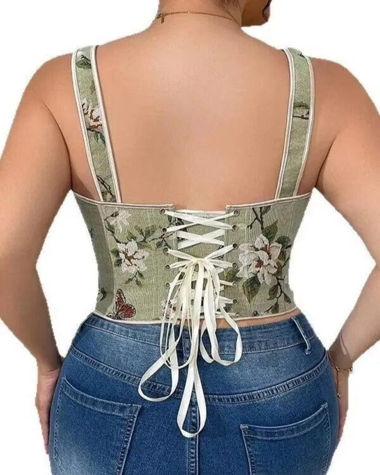 Floral Print Corset Top - Voldina