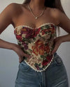 Floral Strapless Bustier Top - Voldina