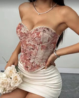 Floral Strapless Bustier Top - Voldina