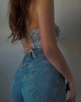 Floral Strapless Bustier Top - Voldina