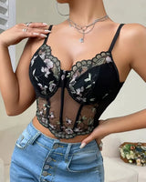 Floral Tulle Corset Top - Voldina