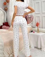 Heart Print Pyjama Set - Voldina