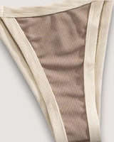 High-Cut Ribbed Ring Bikini Set - Voldina