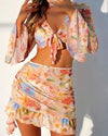 High-Waist Long-Sleeve 4 Pieces Bikini Set - Voldina