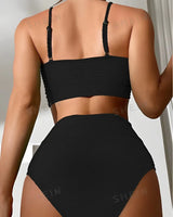 High-Waist Strappy Bikini Set - Voldina
