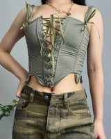 Lace-Up Corset Top - Voldina