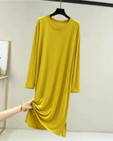 Modal Cotton Long-Sleeve Nightdress - Voldina