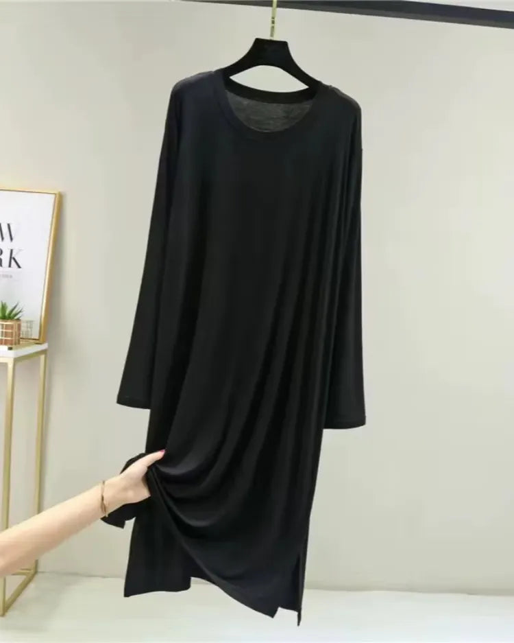 Modal Cotton Long-Sleeve Nightdress - Voldina