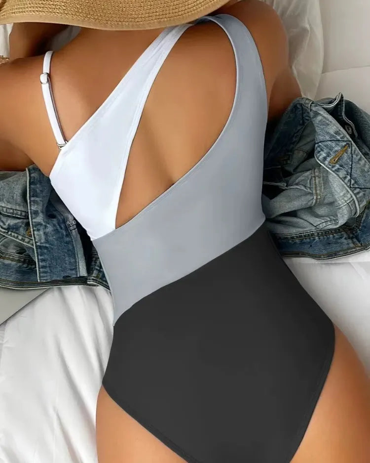 One-Shoulder Cutout Swimsuit - Voldina