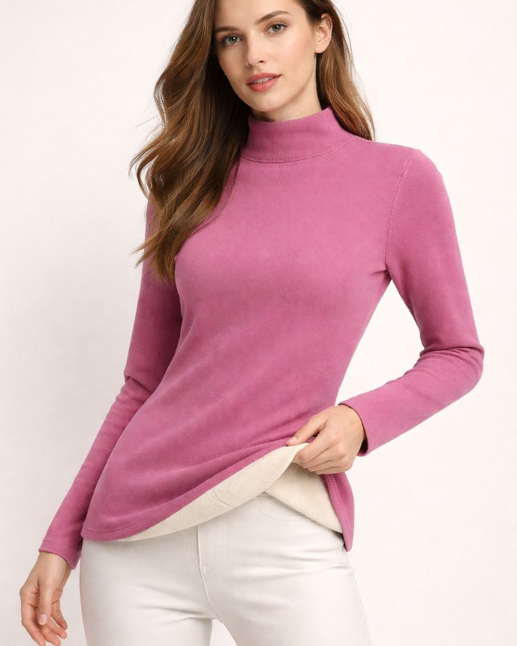 Plush Mock Neck Thermal Top - Voldina