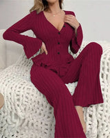 Ribbed Knit Pyjama Set - Voldina