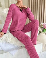Ribbed Long-Sleeved Pyjama Set - Voldina