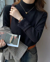 Ribbed Plush Thermal Turtleneck - Voldina