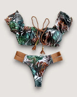 Ribbed Ruffle Bikini Set - Voldina