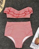 Ruffled Bandeau High Waist Bikini - Voldina