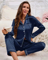 Satin Long Sleeve Pyjama Set - Voldina
