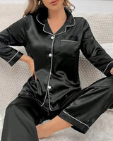 Satin Long Sleeve Pyjama Set - Voldina