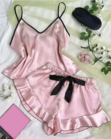 Satin Ruffle-Trim Pyjama Set - Voldina