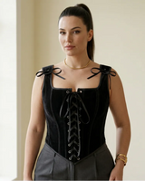 Square Neck Velvet Corset Top - Voldina
