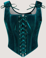 Square Neck Velvet Corset Top - Voldina