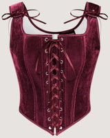 Square Neck Velvet Corset Top - Voldina