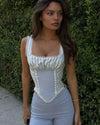 Striped Corset Crop Top - Voldina