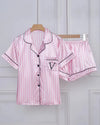 Striped Satin Short Pyjamas - Voldina