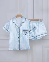 Striped Satin Short Pyjamas - Voldina