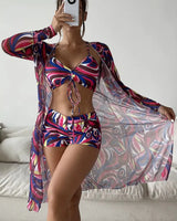 Three-Piece High-Waist Bikini Set - Voldina