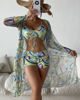 Three-Piece High-Waist Bikini Set - Voldina